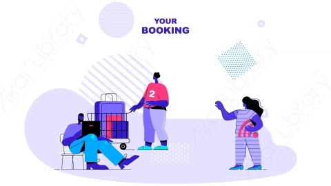 AE模板-Your_booking在线网上预约MG扁平卡通场景背景