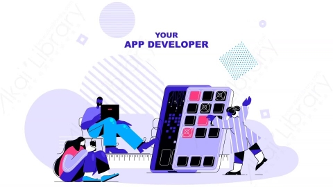 AE模板-Your app developer应用开发MG扁平卡通场景背景