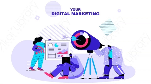 AE模板-Your_digital_marketing数字营销MG扁平卡通场景背景