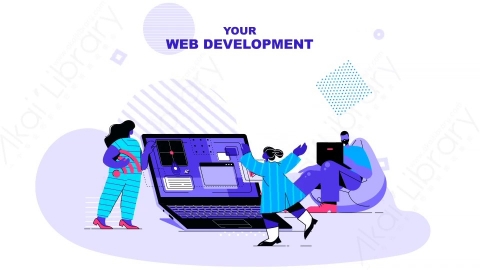 AE模板-Your_web_development网络营销MG扁平卡通场景背景
