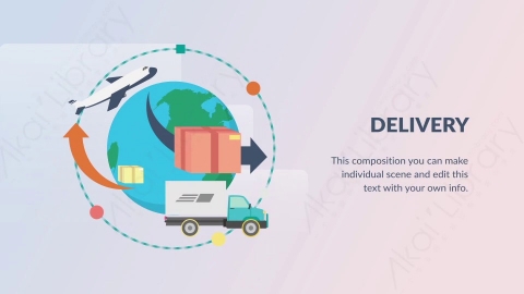 AE模板-Delivery快递运输扁平卡通场景背景