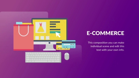 AE模板-E-Commerce电子商务扁平卡通场景背景