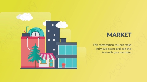 AE模板-Market市场数据分析扁平卡通场景背景
