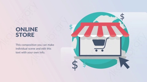 AE模板-Online Store网上商城扁平卡通场景背景