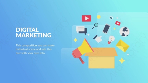 AE模板-Digital Marketing数字营销扁平卡通场景背景