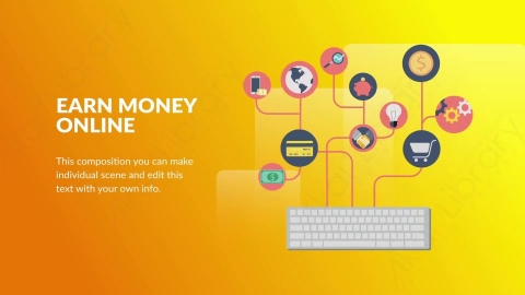 AE模板-Earn Money Online在线赚钱扁平卡通场景背景