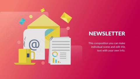 AE模板-Newsletter新闻稿件扁平卡通场景背景