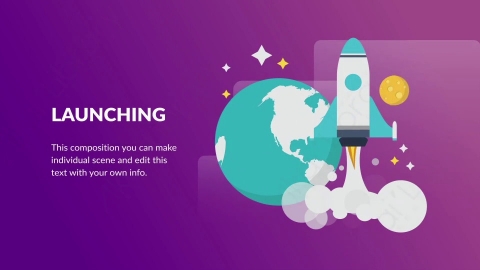 AE模板-Launching发射扁平卡通场景背景