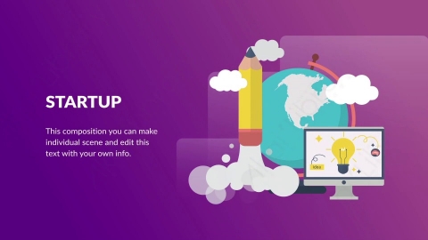 AE模板-Startup启动扁平卡通场景背景