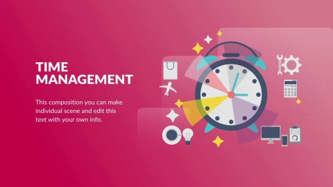 AE模板-Time Management时间管理扁平卡通场景背景