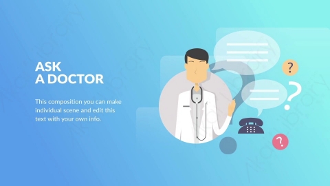 AE模板-Ask a Doctor询问医生意见扁平卡通场景背景