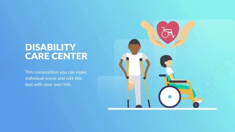 AE模板-Disability Care Center护理中心扁平卡通场景背景