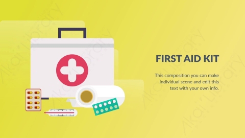 AE模板-First Aid Kit急救箱扁平卡通场景背景