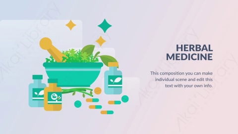 AE模板-Herbal Medicine中草药中医扁平卡通场景背景