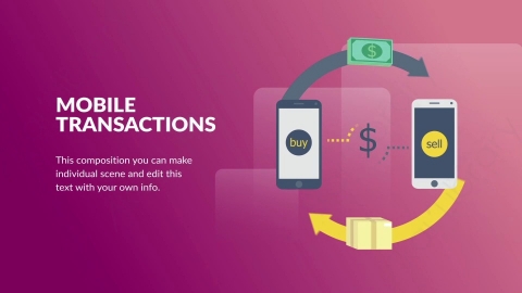 AE模板-Mobile Transactions移动交易扁平卡通场景背景