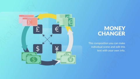 AE模板-Money Changer货币兑换扁平卡通场景背景