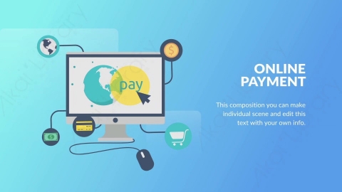 AE模板-Online Payment网上支付扁平卡通场景背景