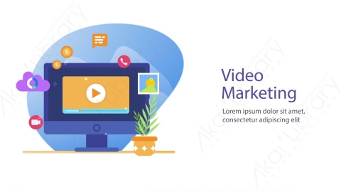 AE模板-02_Video Marketing视频营销扁平卡通图标场景背景