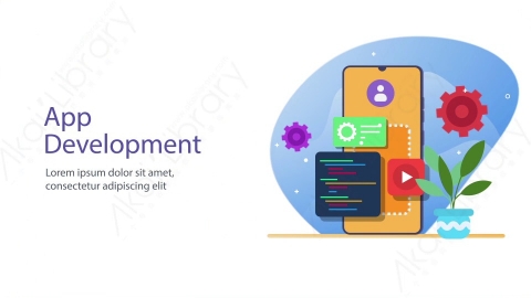 AE模板-11_App development应用开发扁平卡通图标场景背景