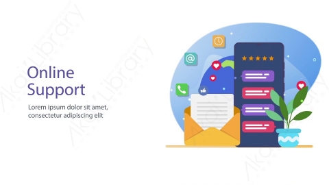 AE模板-13_Online support在线支持扁平卡通图标场景背景