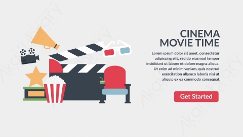AE模板-DC_Cinema电影院扁平卡通图标场景背景