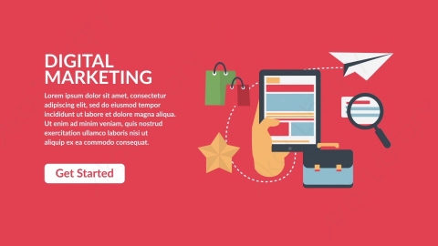 AE模板-DC_Digital_Marketing数位行销扁平卡通图标场景背景