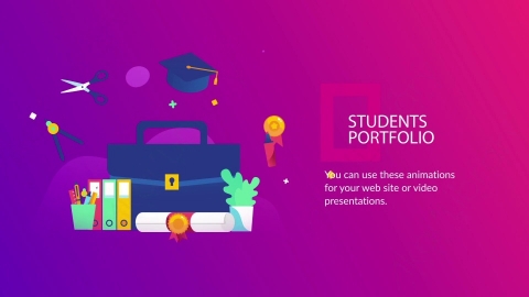 AE模板-58-students portfolio学生档案MG扁平元素图标场景