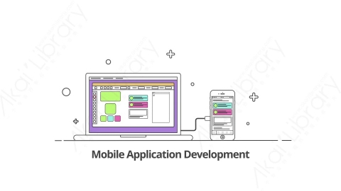 AE模板-Mobile Application Development移动应用开发MG扁平卡通图标场景