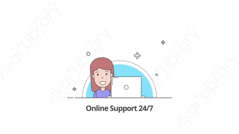 AE模板-Online Support在线支持MG扁平卡通图标场景