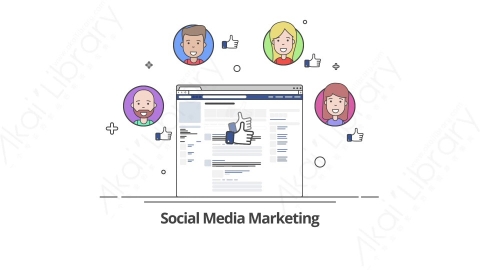 AE模板-Social Media Marketing社交媒体营销MG扁平卡通图标场景