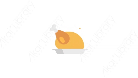 AE模板-12-Roasted chicken烤鸡MG扁平餐厅食物动画图标