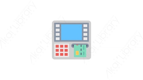 AE模板-8-ATM machine自动取款机MG扁平银行金融动画图标