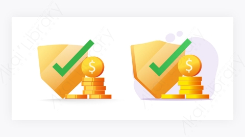 图片素材-金钱保险金融保护担保现金安全投资安全检查矢量平面插画