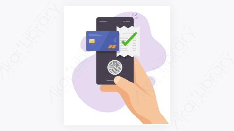 图片素材-信用卡智能手机触摸指纹身份证付款账单发票技术