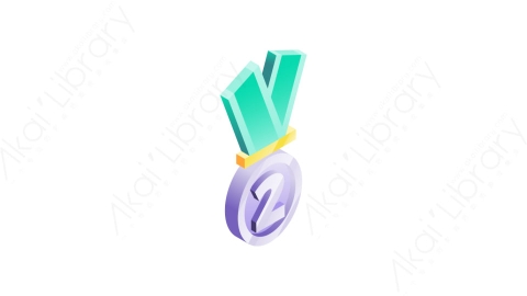 图片素材-005银牌silver medalMG等距立体卡通奖章徽章奖杯元素图标