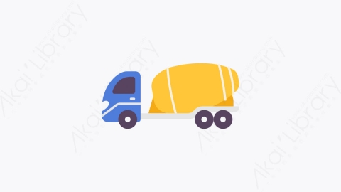 图片素材-032水泥车 cement truck扁平MG卡通交通元素图标