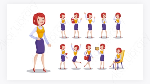 图片素材-做不同的动作的好女商人1