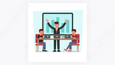 图片素材-MG扁平卡通在办公室工作的白领角色人物70