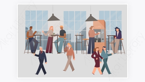 图片素材-MG扁平卡通在办公室工作的白领角色人物72