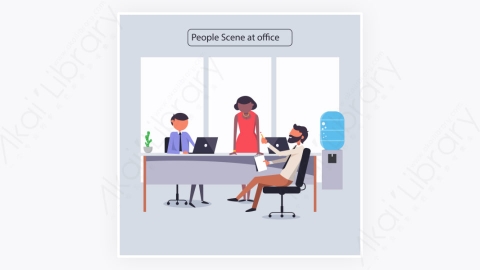 图片素材-MG扁平卡通在办公室工作的白领角色人物80
