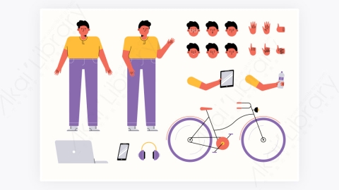 图片素材-MG扁平卡通插画男性角色人物3