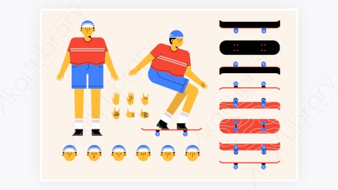 图片素材-MG扁平卡通插画男性角色人物4