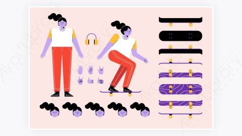图片素材-MG扁平卡通插画男性角色人物6