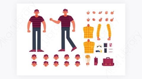 图片素材-MG扁平卡通插画男性角色人物9