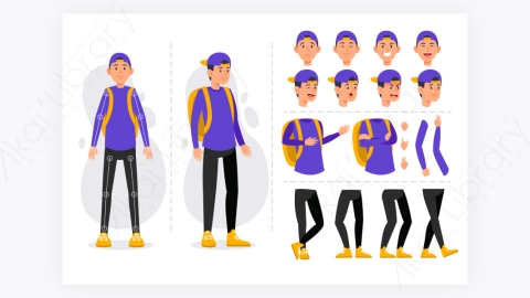 图片素材-MG扁平卡通插画骨骼关节男人角色人物2
