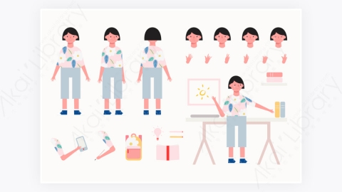 图片素材-MG扁平插画卡通女人角色人物3