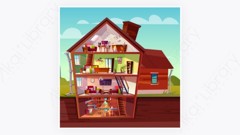 图片素材-住宅内部和家具的剖面图-2