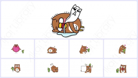 视频素材-可爱搞怪猫头鹰小鸟动态表情包_02