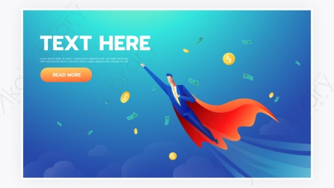 图片素材-商务金融经营理念超级商人与货币增长图