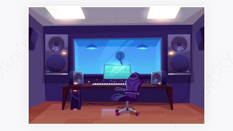 图片素材-录音制作人或音频工程师工作场所-1